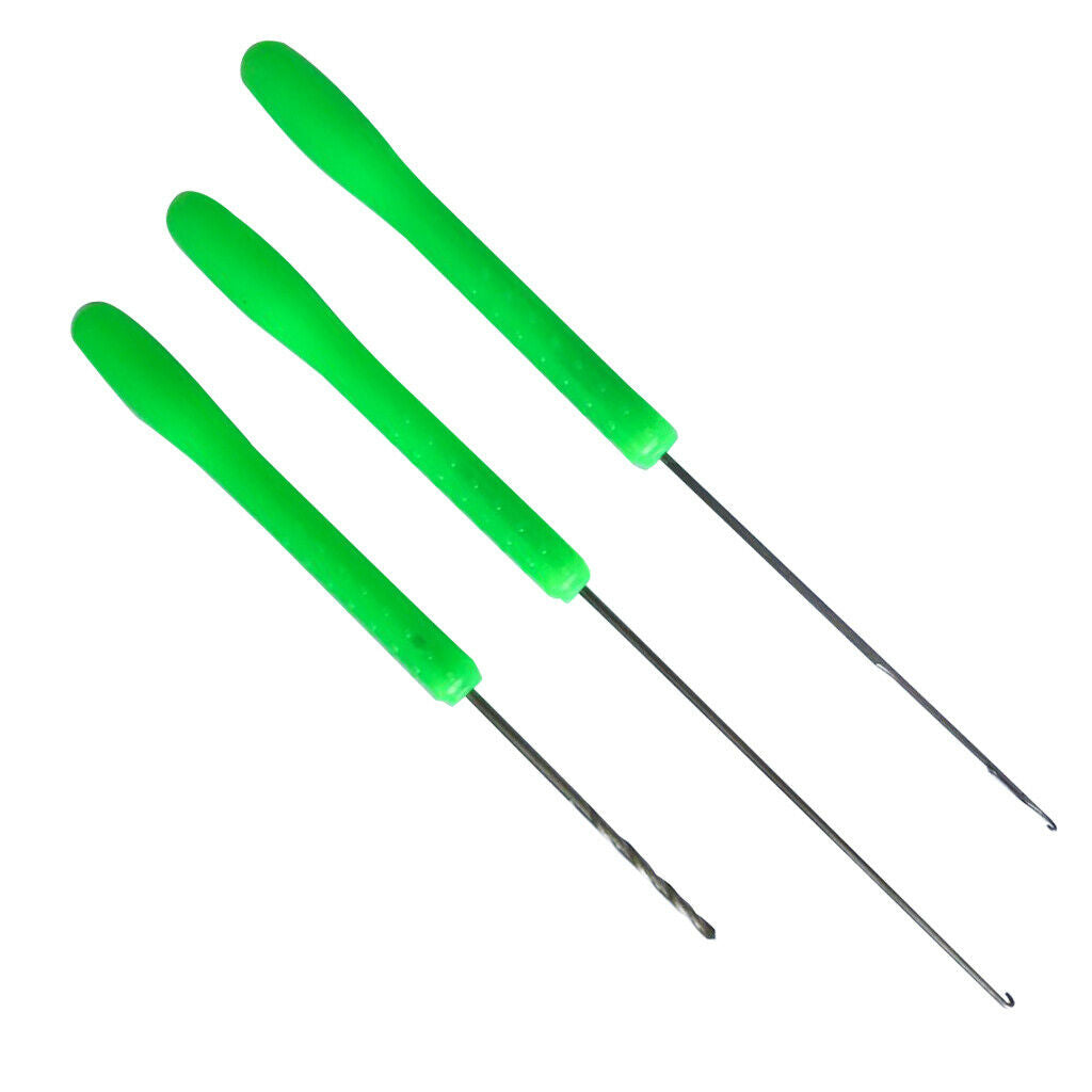 3pcs Fishing Bait Needle Drill Stringer Hook Rig Rigging Tackle Tool Kit Set
