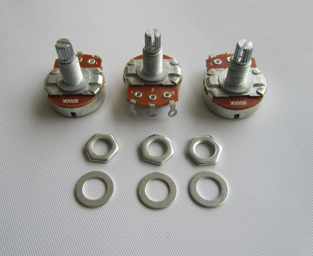 3x B500K Large Linear Electric Guitar Pots 18mm Shaft 500K Potentiometers