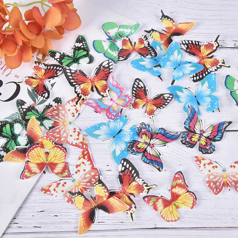 96pcs Mixed Butterfly flowers Edible Glutinous Wafer Rice Paper Cake Decorat Qx