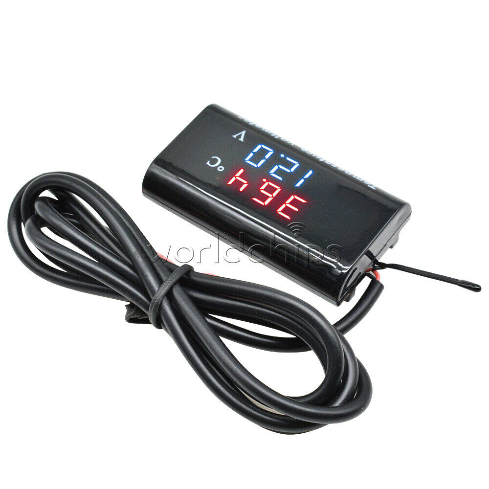DC 12V 0.28'' Digital Dual LED Display Voltmeter Temperature Voltage Panel Meter