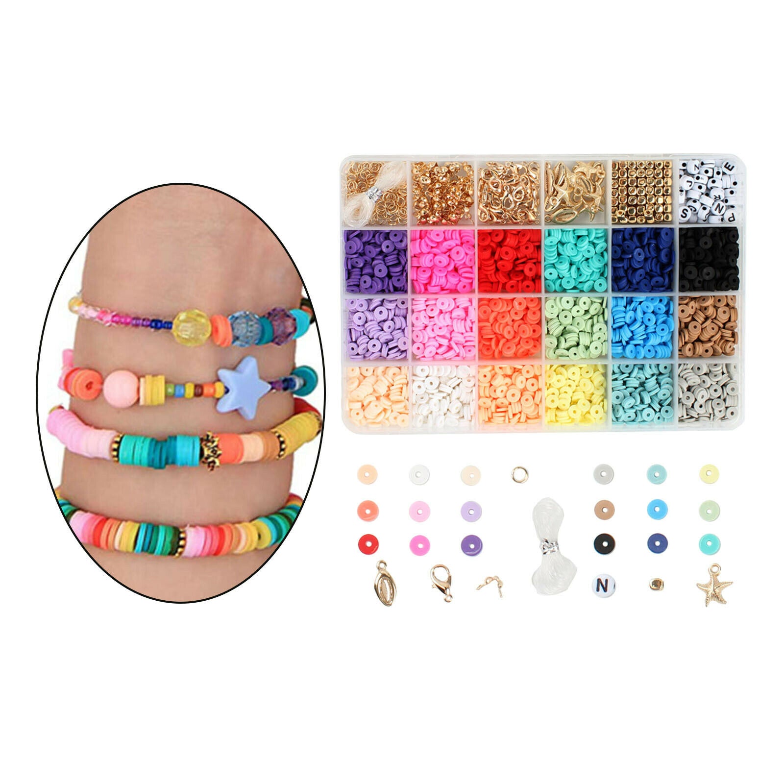 1Box 6mm Round Polymer Clay Beads DIY Bracelets Jewelry Making Finding