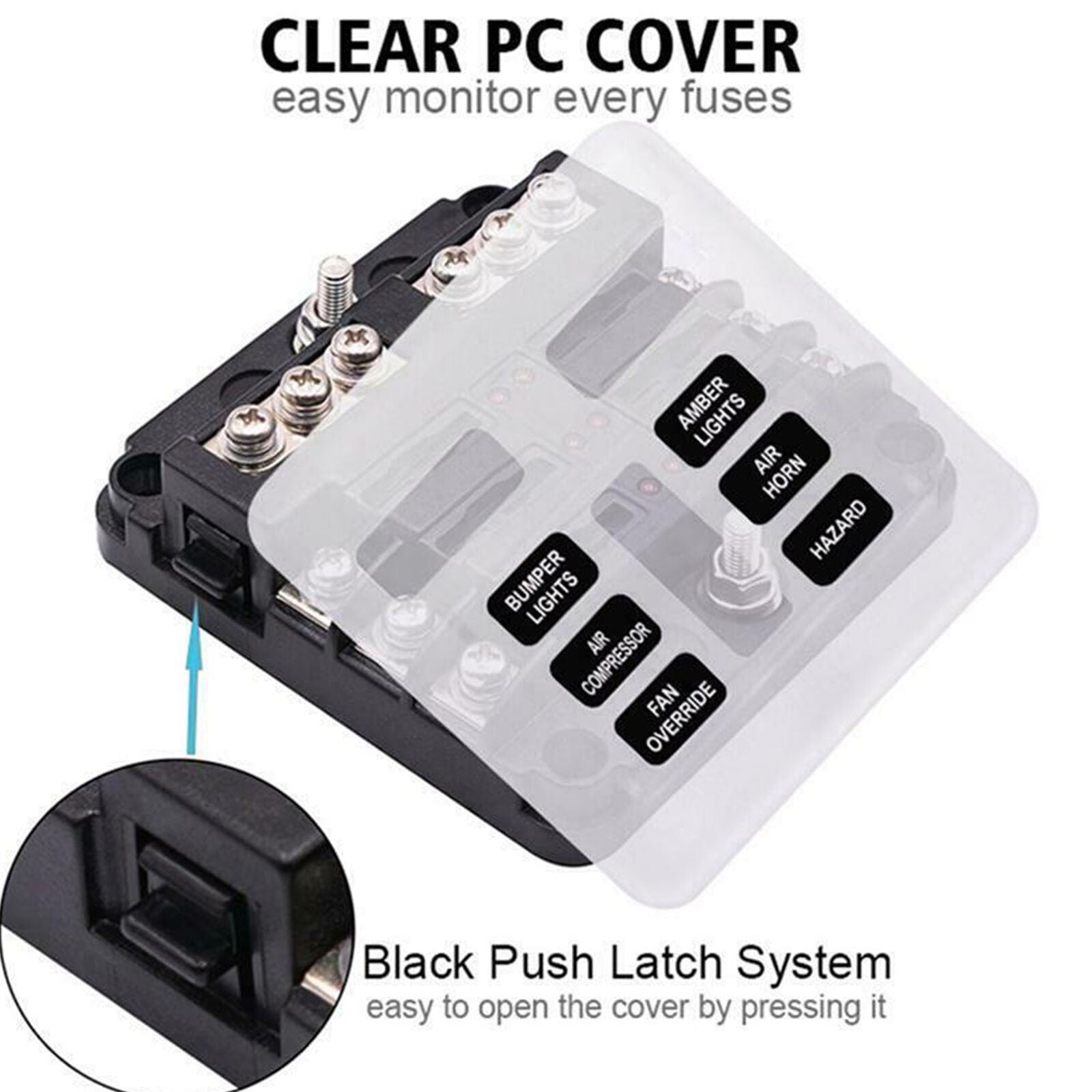 12V 24V Car Marine 6 Way Auto Blade Fuse Box Block Holder with LED Indicator