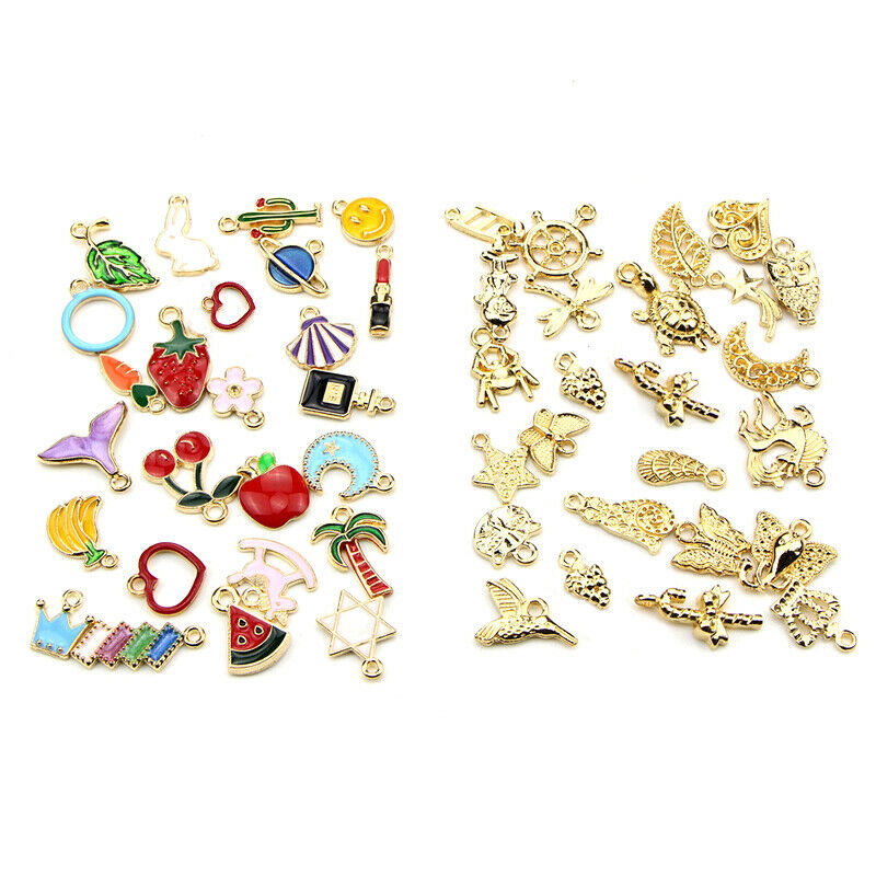 50Pcs/Set Mixed Enamel Beads Charms Pendants Craft Making DIY Jewelry Finding Kt