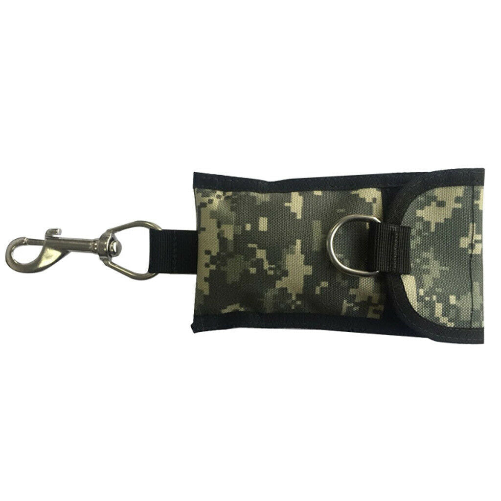 Scuba Diving Single Reef Drift Hook Webbing Bolt Clip & Storage Bag Camo.