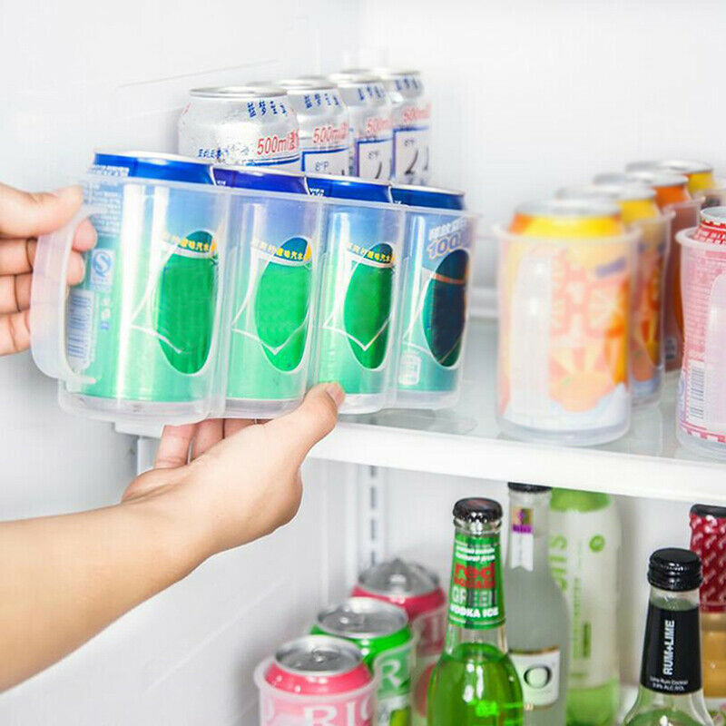 Transparent Drink Bottle Fridge Organizer Case Holder Cans Storage Box Conta*DF