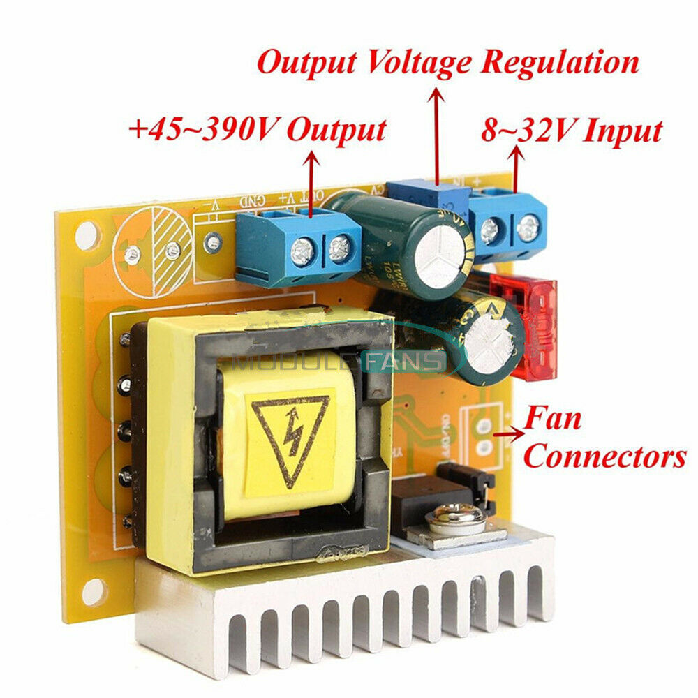 5PCS DC Boost Converter 8~32V to 45~390V High Voltage ZVS Step up Booster Module