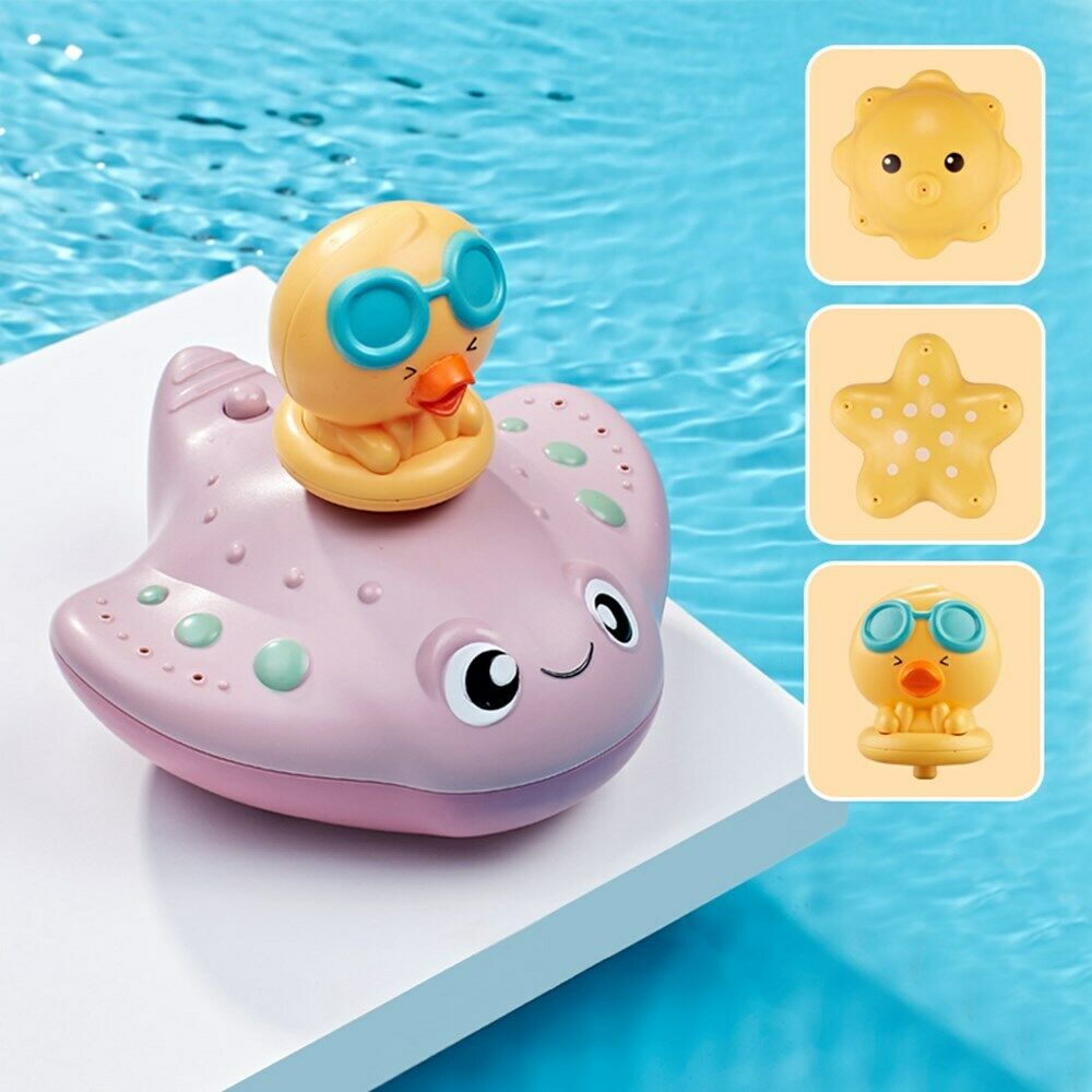 Baby Bath Toys Spray Sprinkle Water Electric Manta Ray Duck Star Kit Purple BS5