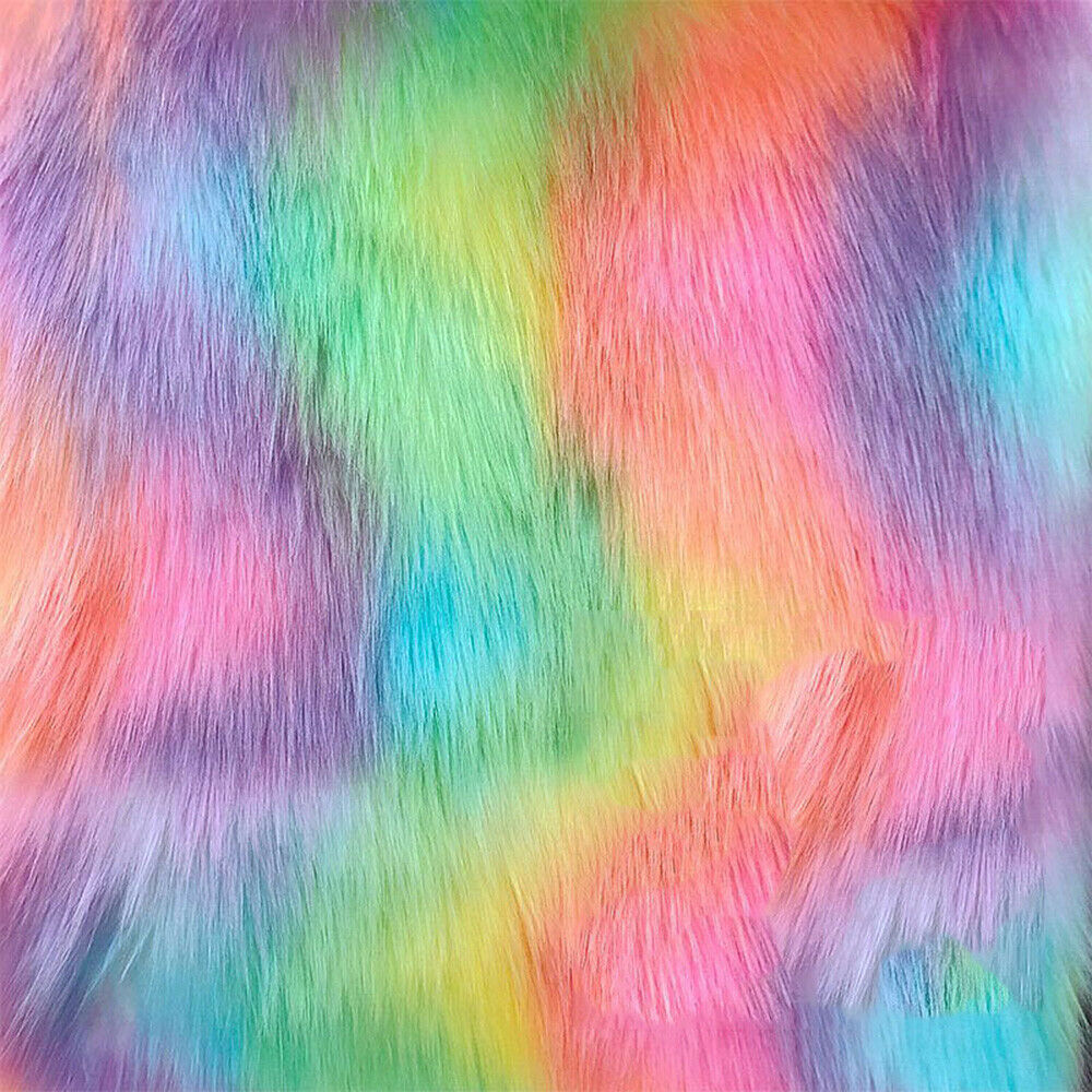 A4 Faux Fox Fur Fabric Rainbow Plush Patchwork Sewing Craft Sofa Cover Material