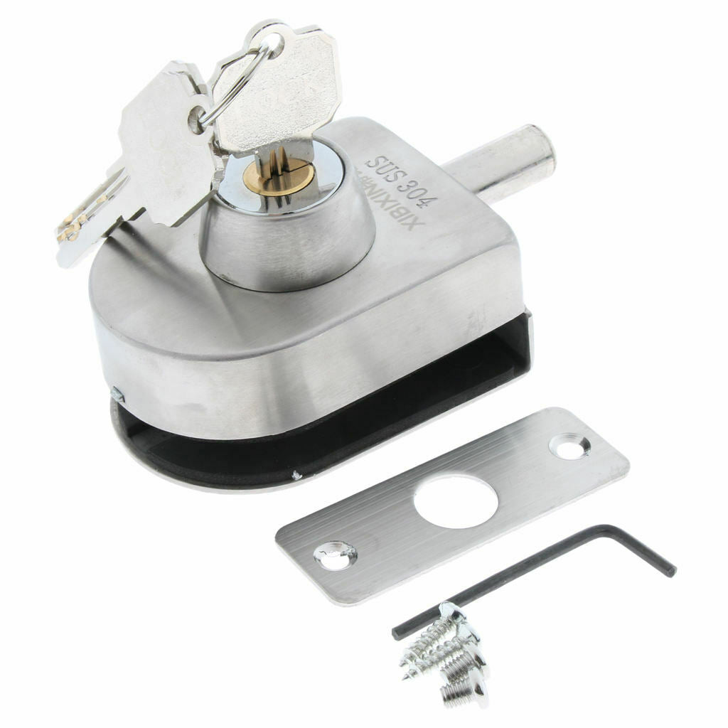 Blesiya Stainless Stee Single Glass Door Lock with 3Pcs Keys