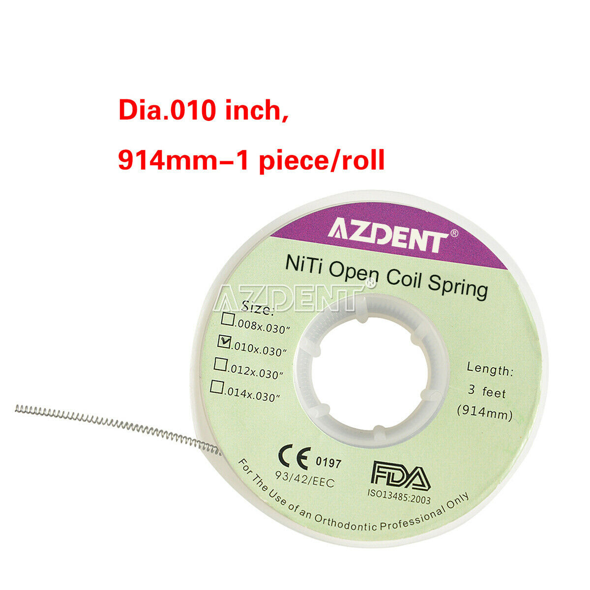 10 X Dental Orthodontic Niti Open Coil Spring Spool Dia.010 *030 " inch 914mm