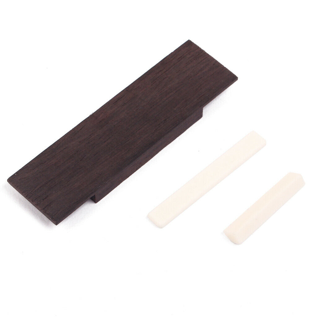 2 Pieces Rosewood Bridge With Bone Saddle and nut for 3 String CIGAR Guitar