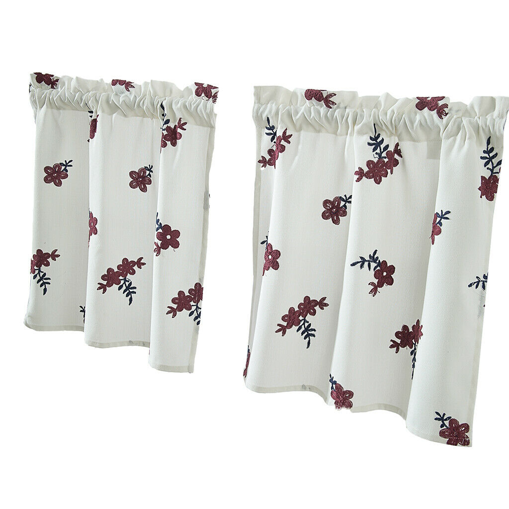 1Pcs Window Voile Sheer Curtain Valance Tiers 130x41cm_A