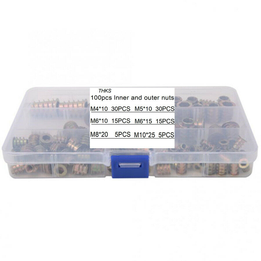 100Pcs Box Countersunk Head Iron Hexagon Inner Hexagon Furniture Nut Color Zinc