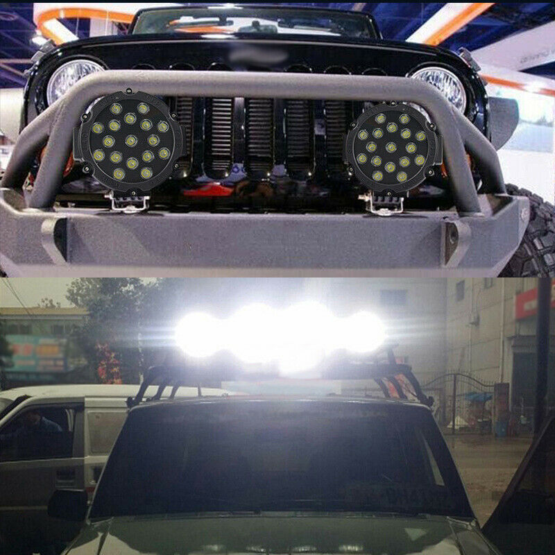 1x 7" 51W Round Off Road Led Spot Work Light For Jeep Truck Bumper Driving Black