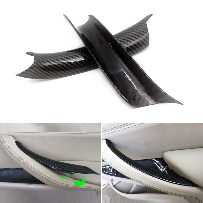 Carbon Fiber Color Car Interior Door Pull Handle Cover Fit For BMW 3 & 4 Series