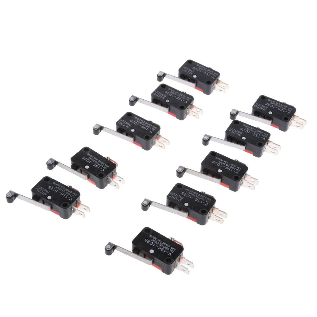 10pc Micro Limit Switch Lever Roller Arm 15A 125V 250V SPDT Snap Action 3Pin