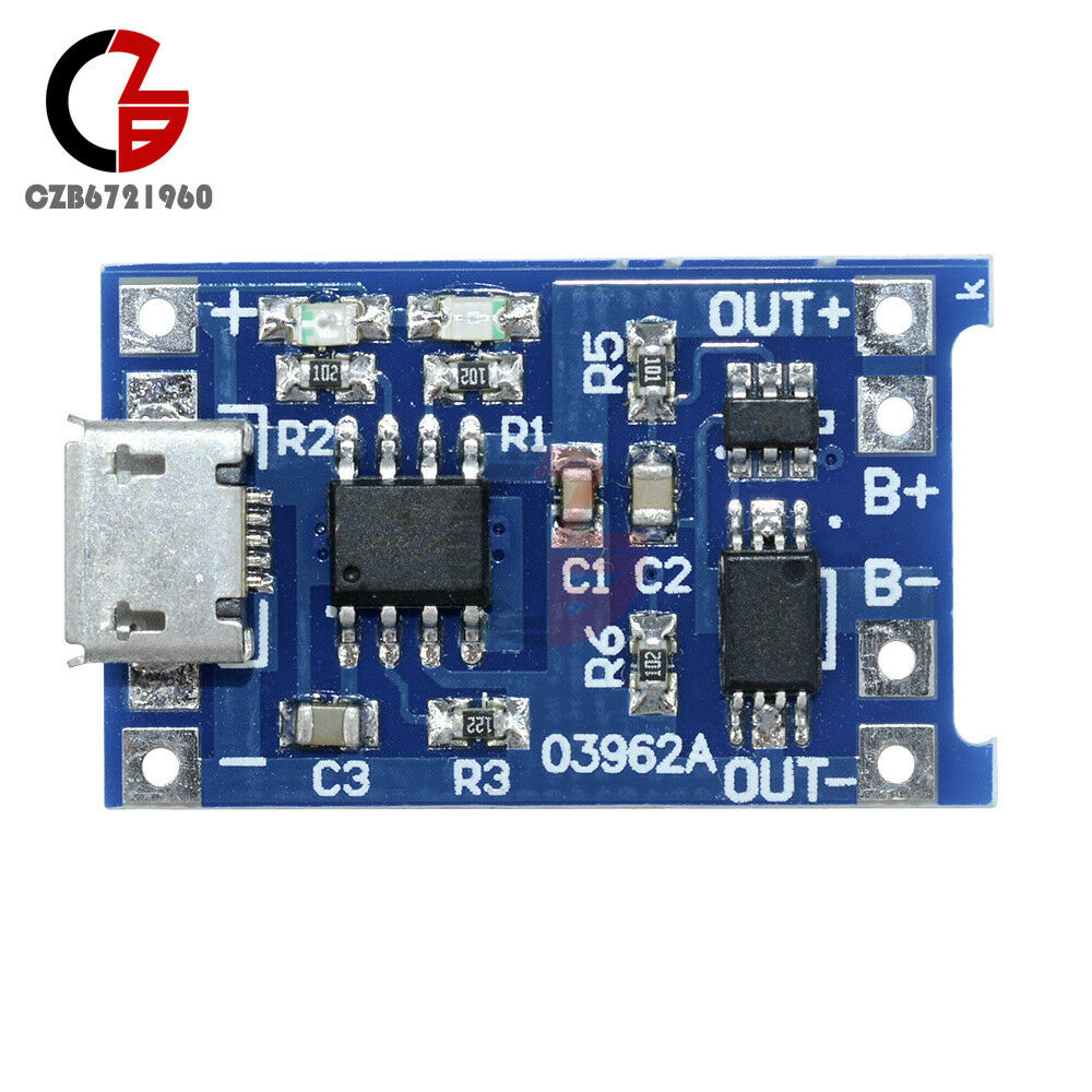 2PCS USB 5V 1A 18650 Lithium Battery Charger Board With Protection Module TP4056