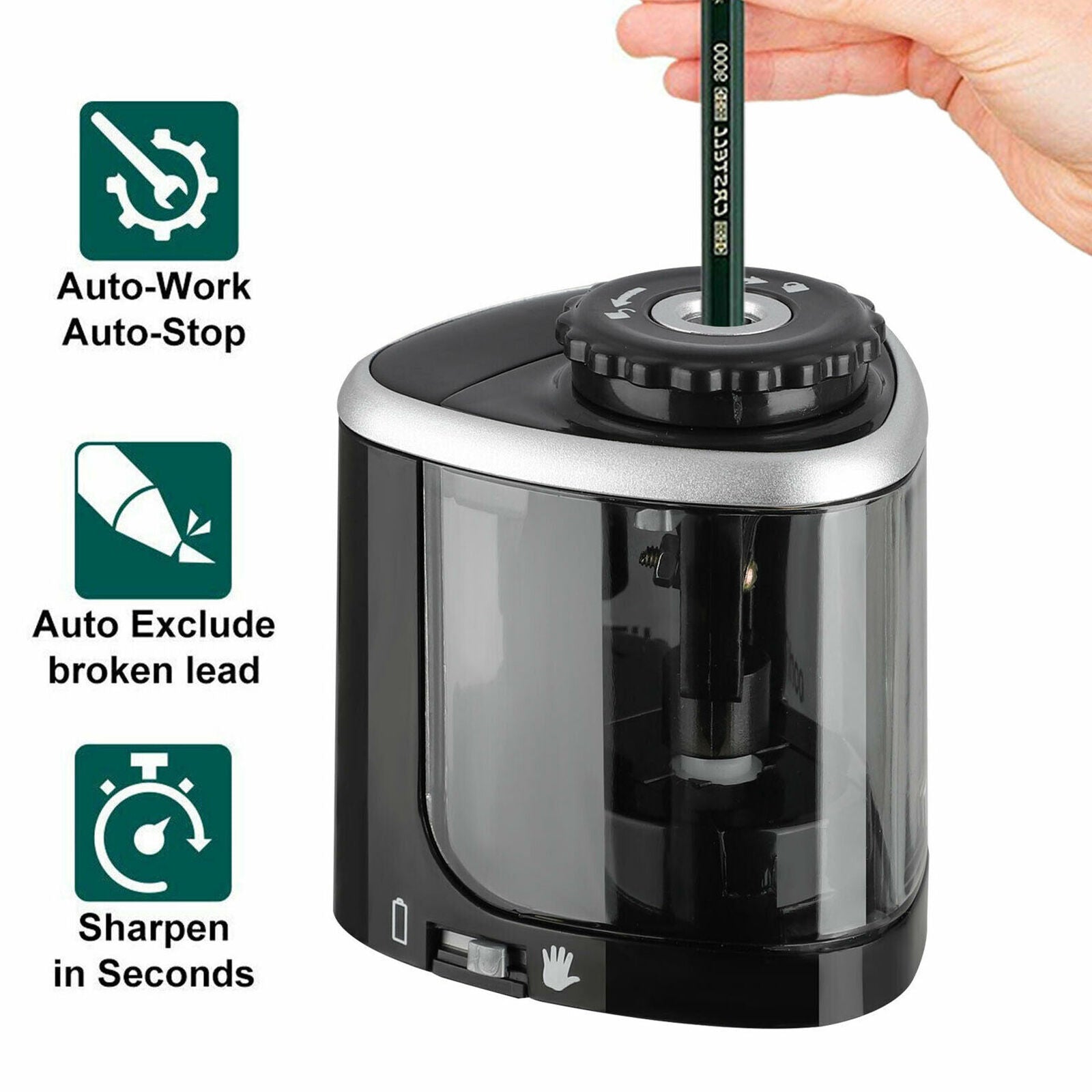 Classroom Electric Pencil Sharpener Battery Powered Auto School Office Portable