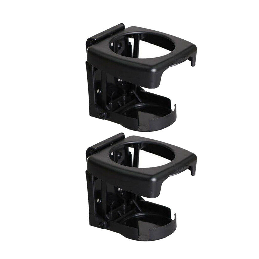 Car Vehicle Truck Hard Plastic Folding Drink Bottle Can Cup Holder Black 2x
