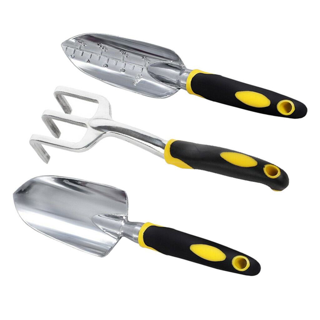 3x Garden Tool Set Gardening Trowels Rake Cultivator w/ Ergonomic Soft Grip