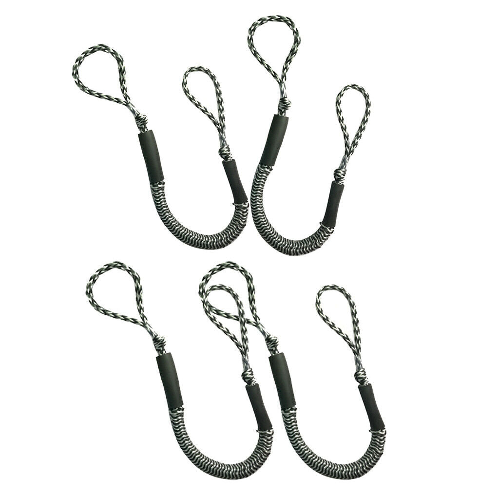 4-Pack Bungee Dock Line 4ft Stretches to 5.5ft for Boat PWC Anchors Tie Down