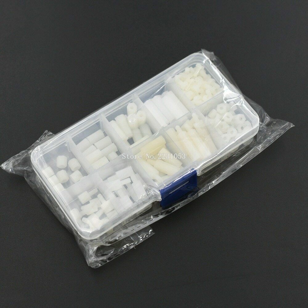 150Pcs M3 White Nylon Hex Screw Bolt Nut Standoff Spacer Kit Set