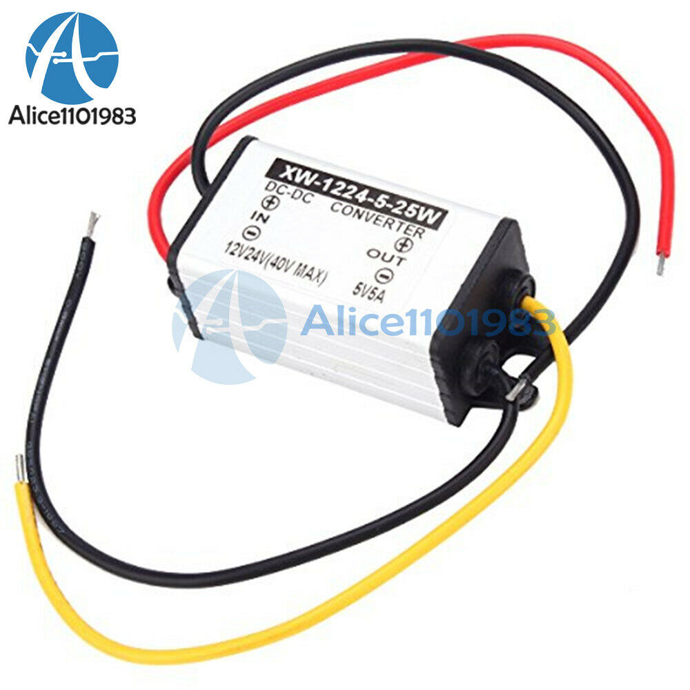 2PCS DC-DC 12V/24V to 5V 5A 25W Converter Step Down Buck Power Supply Regulator