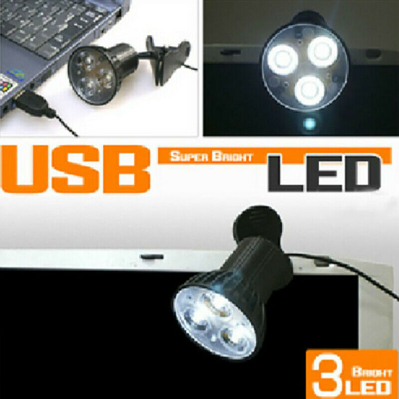 Bright USB Light 3 LED Port Clip On Spot USB Light Lamp For Laptop PC Not.l8
