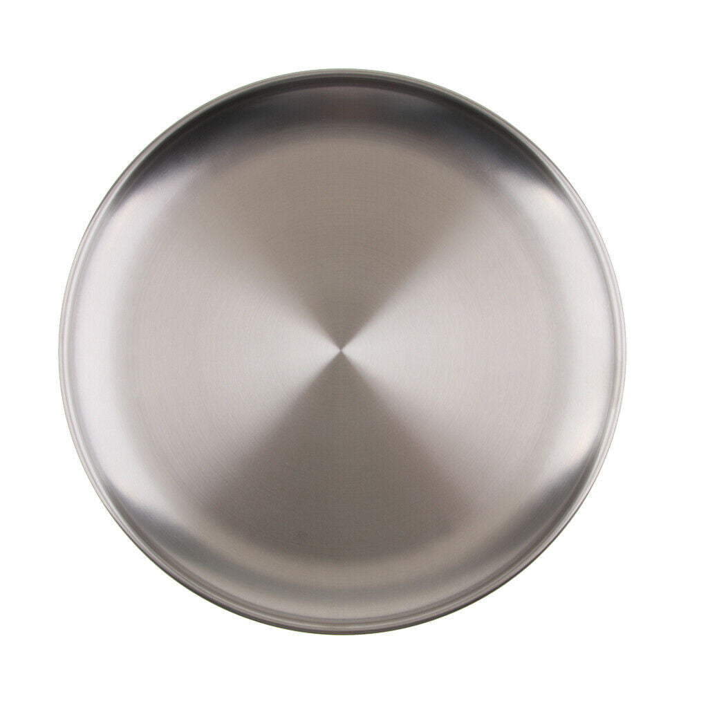 4Pcs Stainless Steel Round  Serving Tray Plate Fruit Food Dessert,