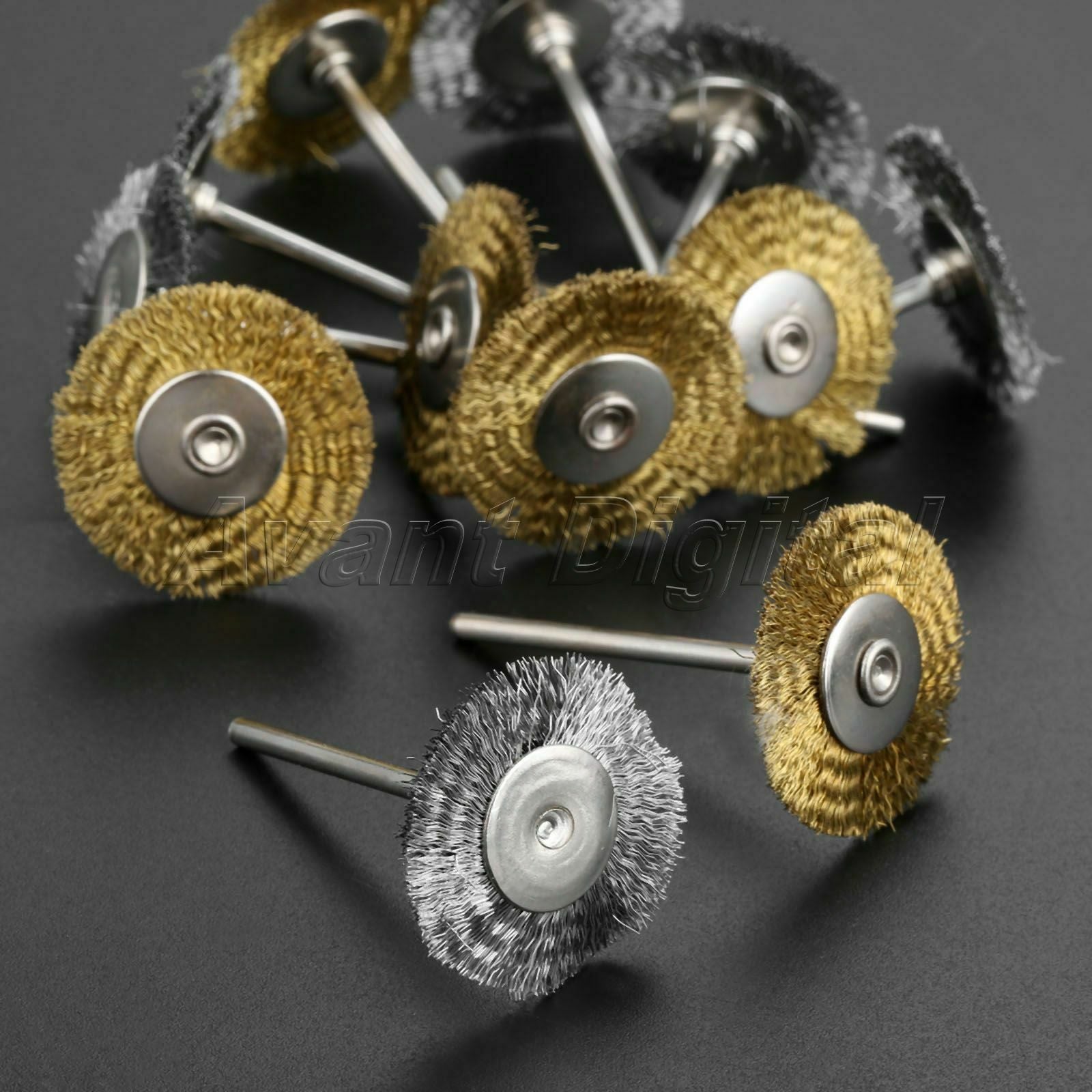 Steel Brass Cup Wheel Wire Wheel Brush Set Polishing Buffing Rotary Tool 36Pcs