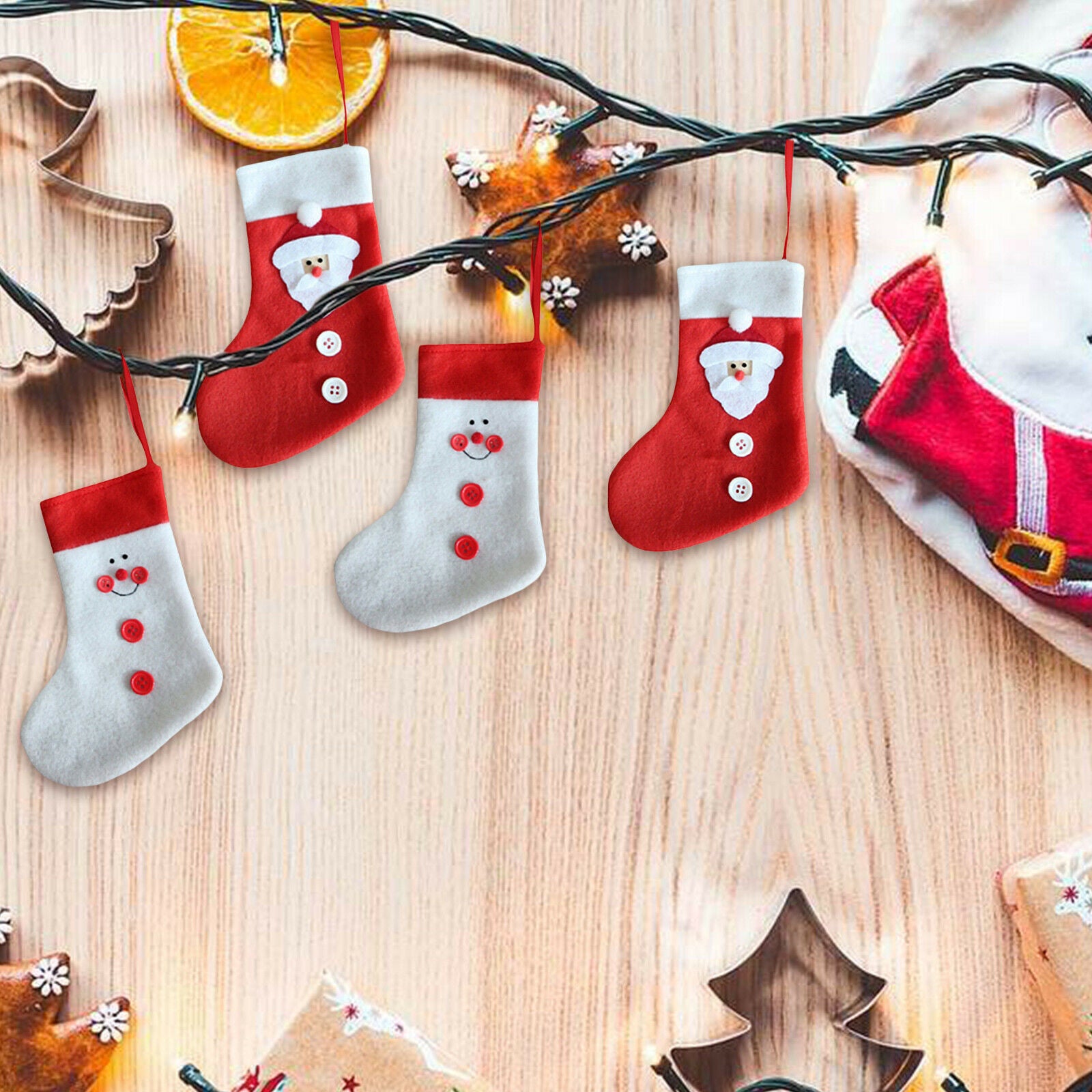 4pcs Christmas Stockings Christmas Tree Hanging Decoration Candy Gift Bag