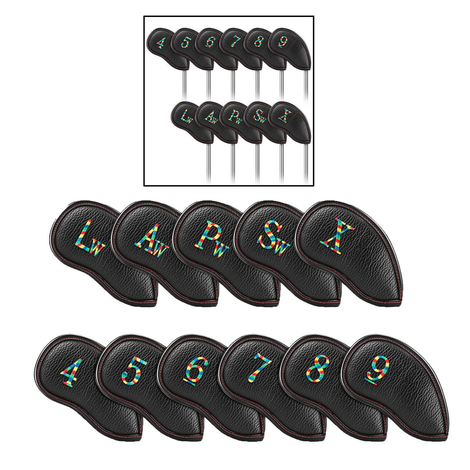 Golf Iron Headcovers Club Covers Set Leather PU 11 Piece Cover Protector