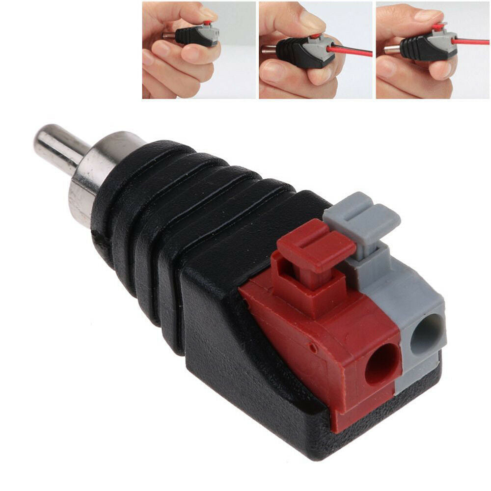 Electronic Speaker Wire A/V Cable to Audio Male RCA Connector Adapter Press Plug