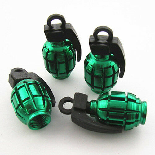 4 Pcs Green Grenade Style Wheel Tire Tyre Valve Caps Stems Dust Cover For BMW