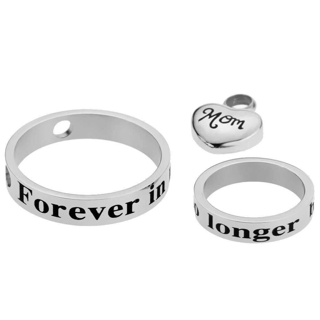 Forever in My Heart Stainless Steel Urn Pendant Double Loop Urn Mom