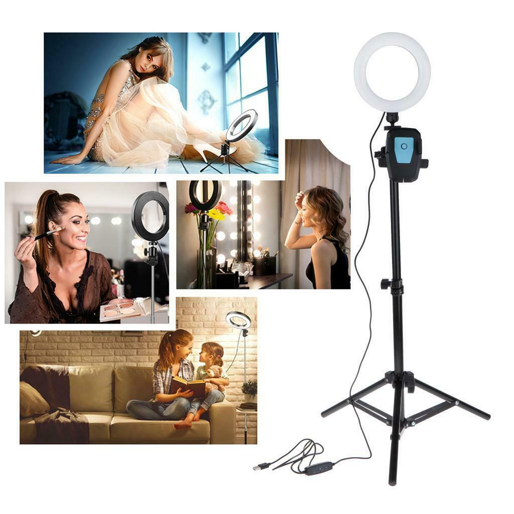 6" LED Selfie Ring Light with Tripod Stand Phone Holder Remote for Makeup