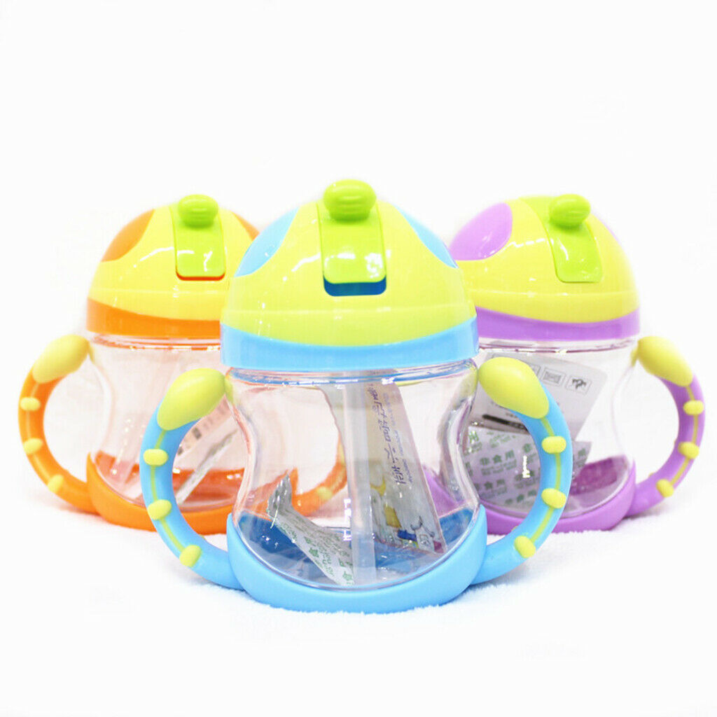 Baby Kids Bottle Straw Cup Sippy Cups with Handle Orange