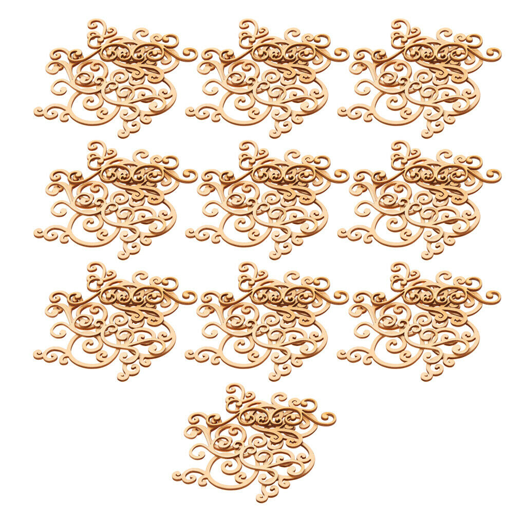 80x DIY Fancy Wood Flourishes Decor Crafts Scrapbooking Wooden Embellishment