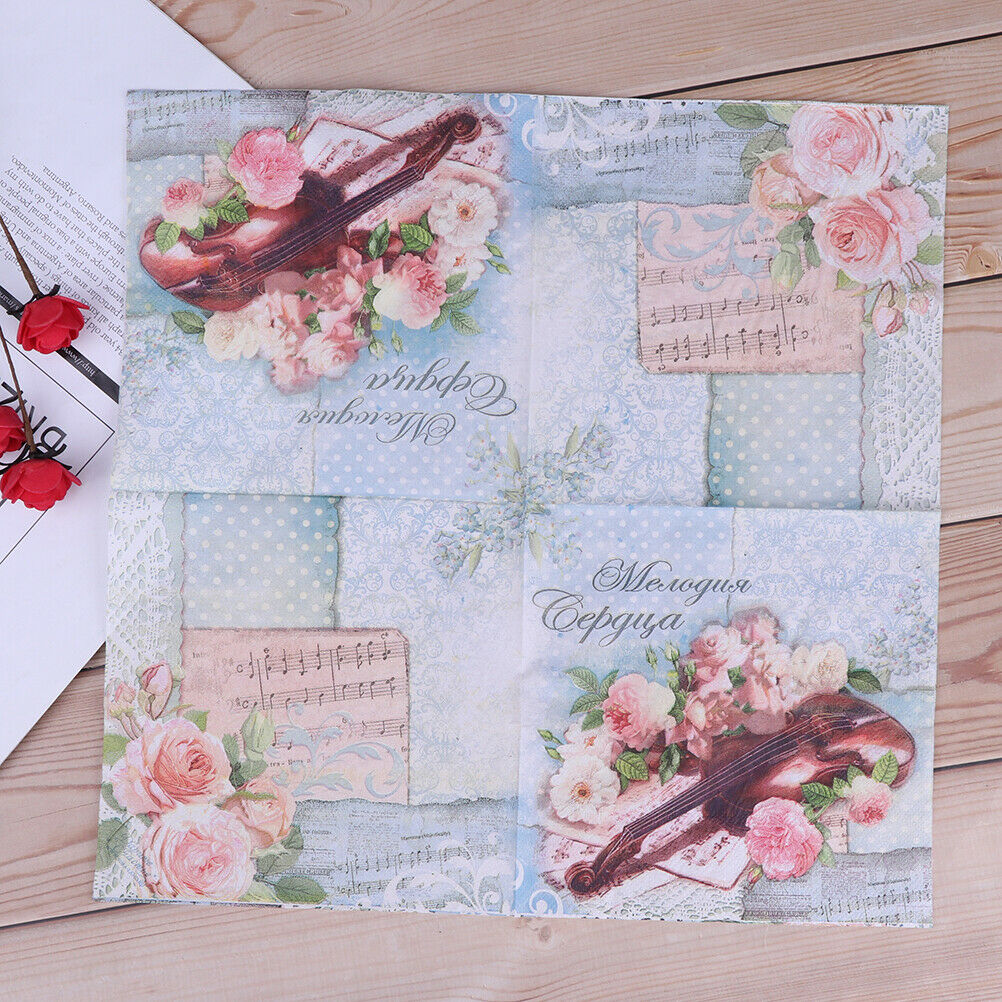Print Flowers and Music Table Paper Napkins for Party Birthday Wedding Fe.l8