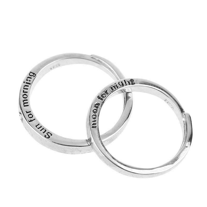 Sun and Moon Lover Rings Couple Set Promise Wedding Bands for Couple Lovers 2Pcs