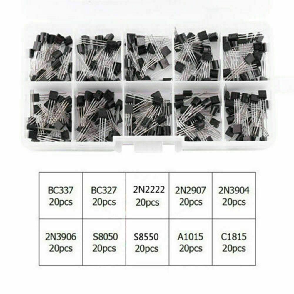 Top10Values x20 200pcs NPN PNP Power Transistor Assortment Kit Box BC337 (S90)