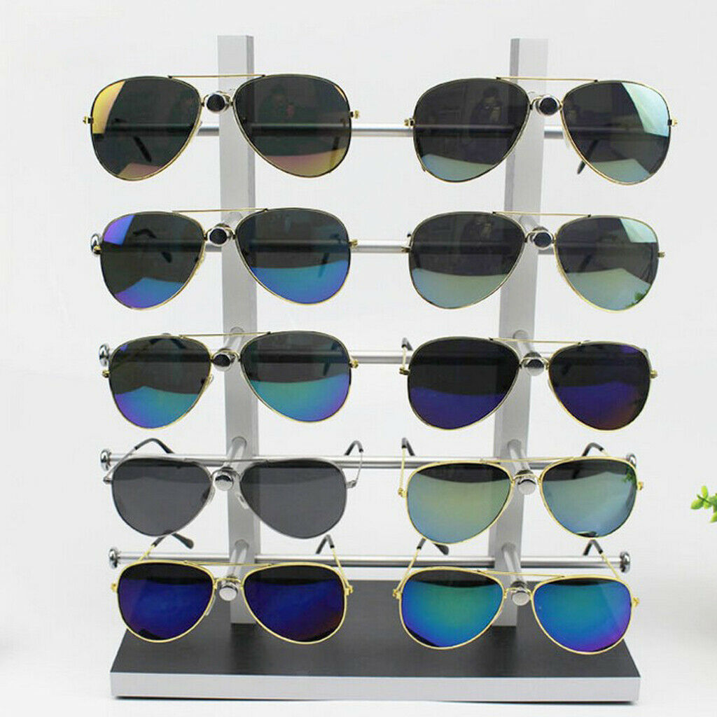 2 Pieces Sunglasses Display Stand Glass Eyewear Storage Rack for 10Pairs