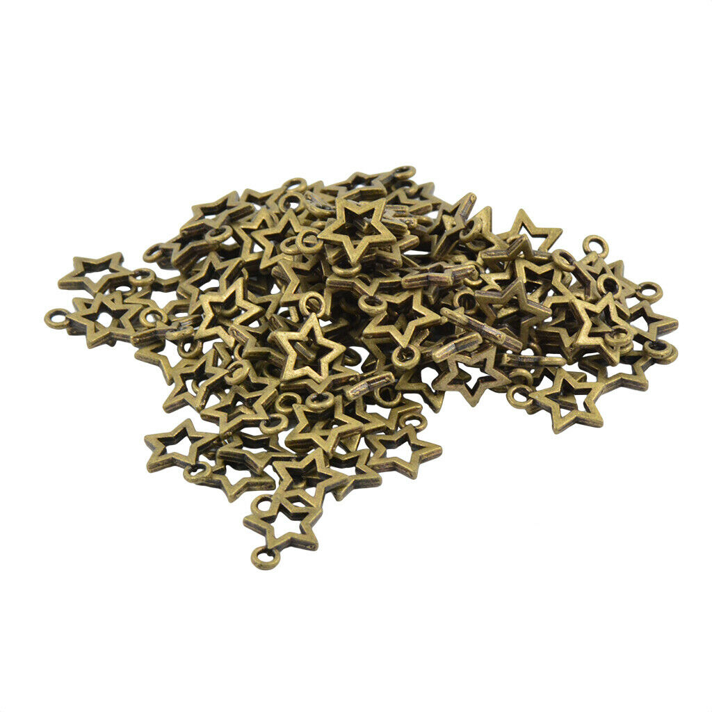 100pcs Bronze Tone Stars Charms Pendants DIY Jewelry Accessories Earrings