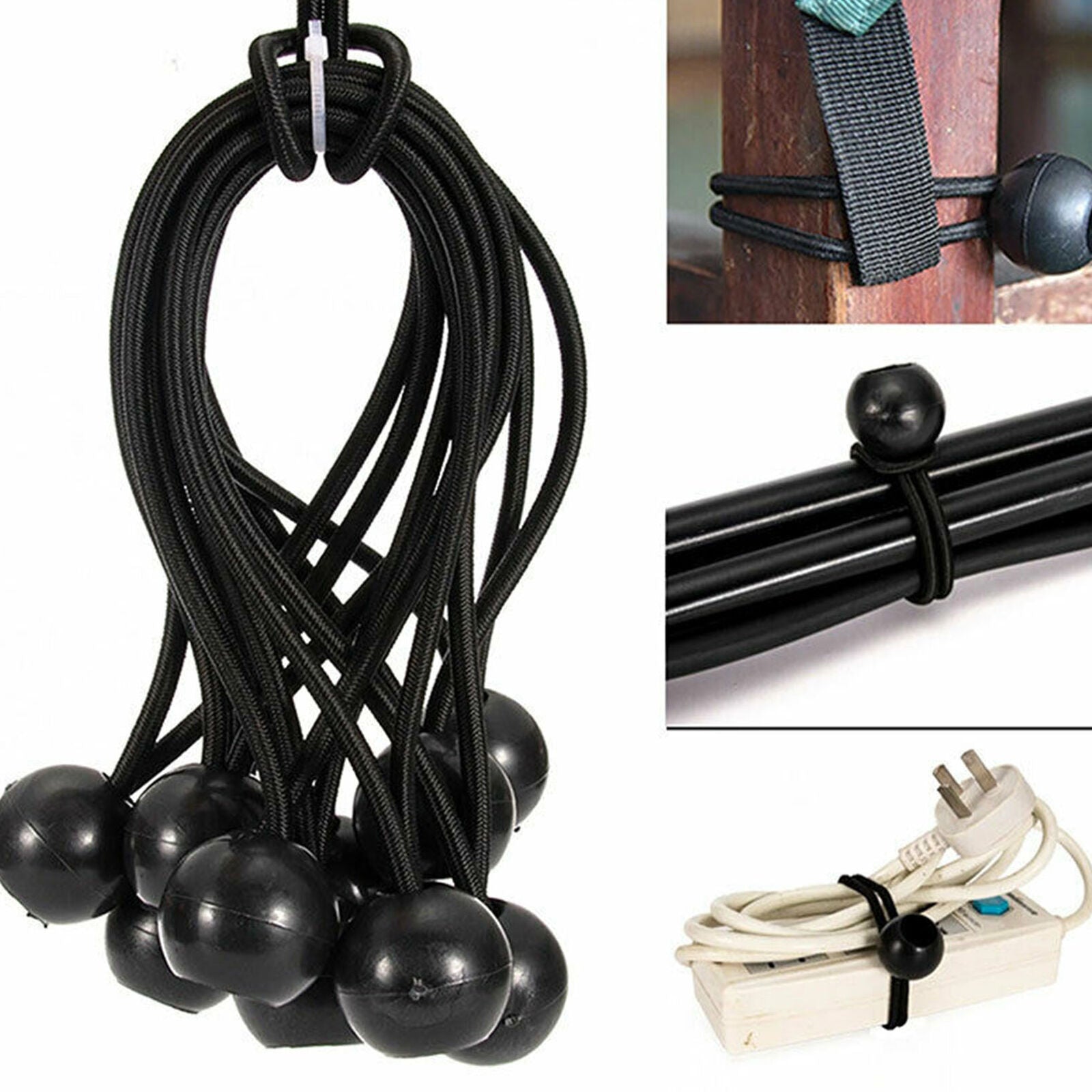 10Pcs Set 5 Reusable Tent Tarp Tarpaulin Clip Clamp Buckle 5 Bungee Cord Heavy