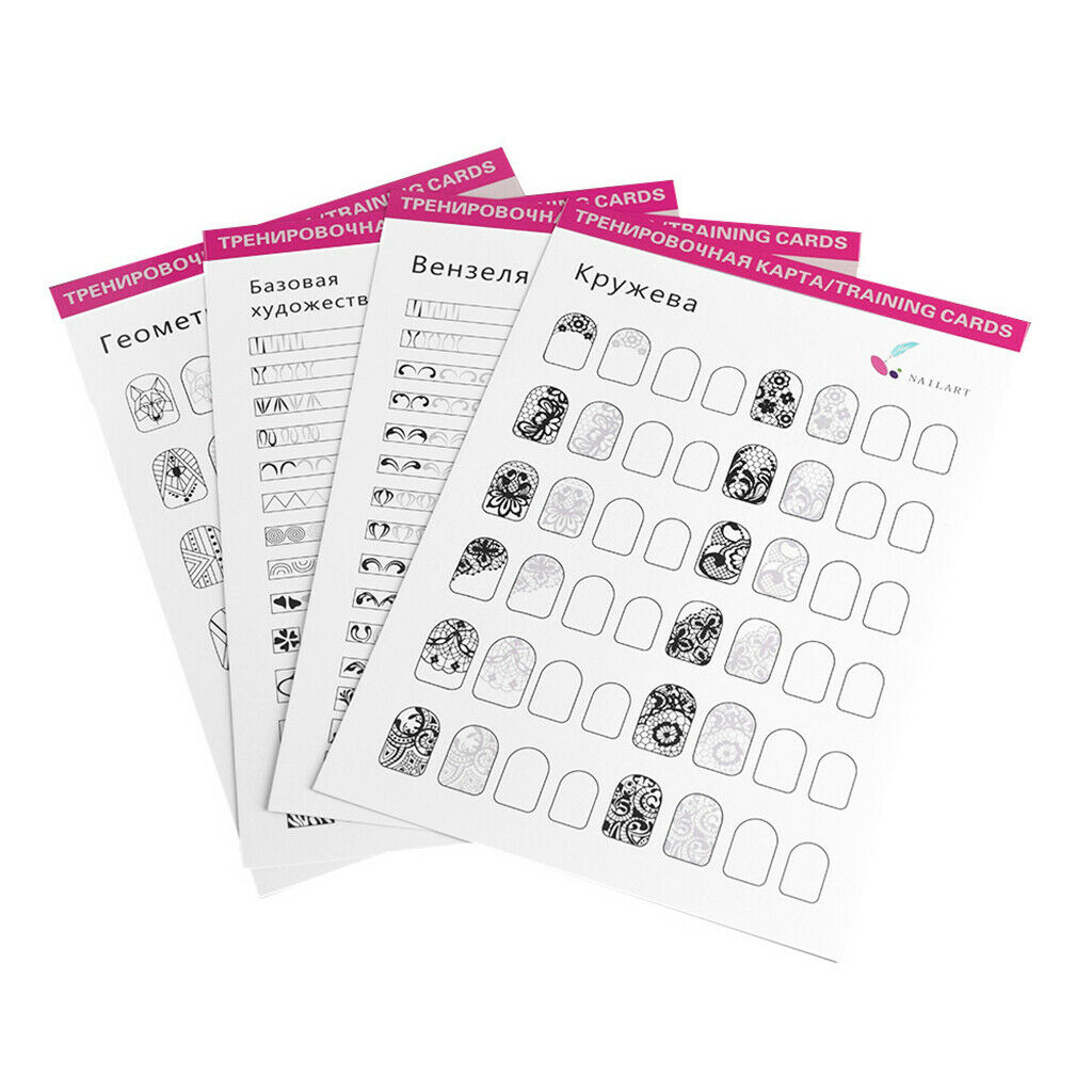 12pcs Acrylic Lines Nail Art Practice Painting Guide Paper Book Easy to Clean