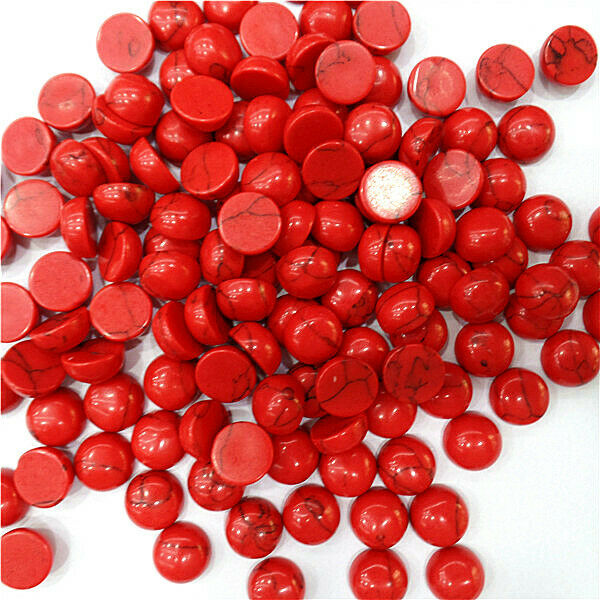 100Pcs 8mm Wholesale Red Turquoise Round Cab Cabochon DIY Accessories HH7052