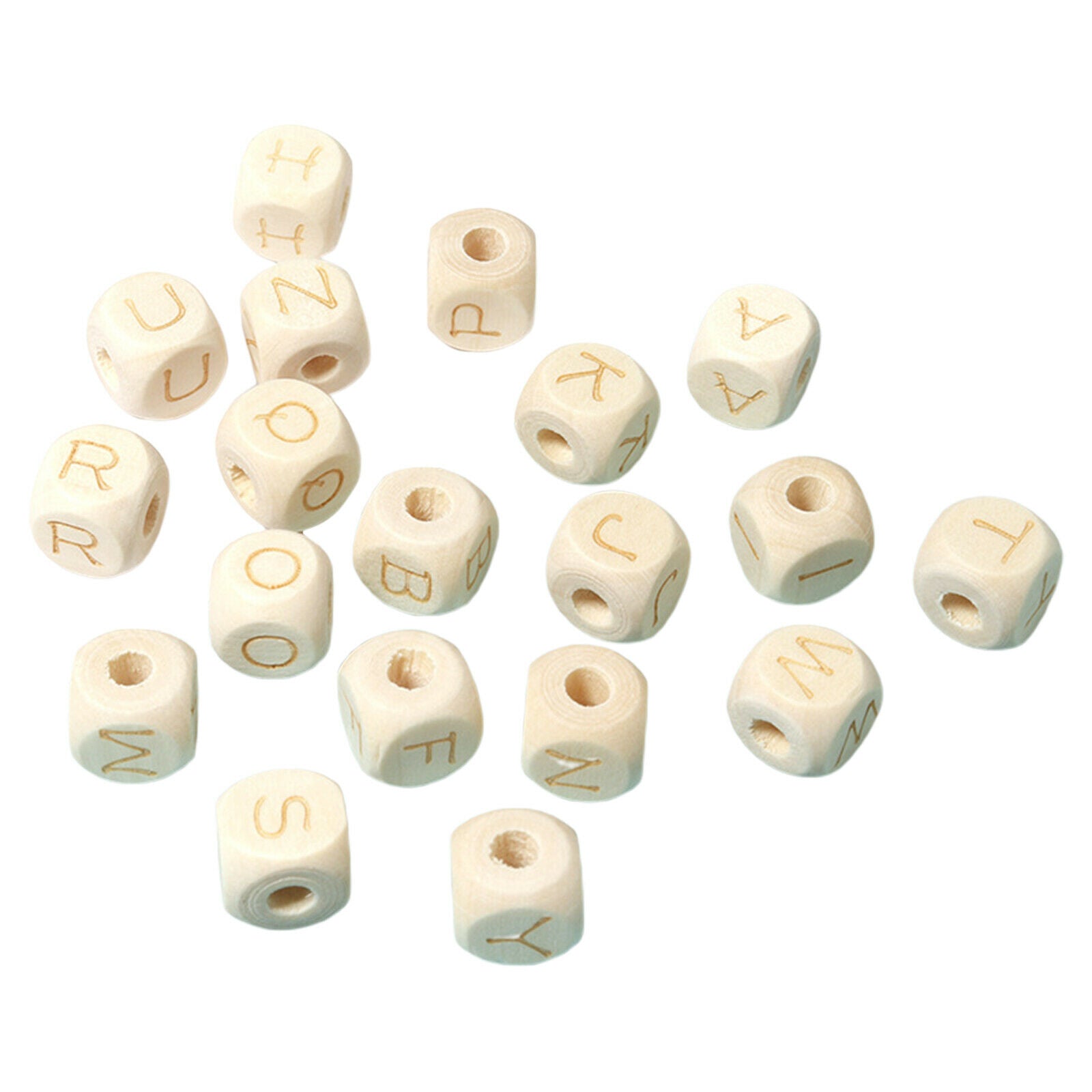 26 Pieces Square Wood Letter Beads Loose Bead Initial A-Z Crafting Supplies