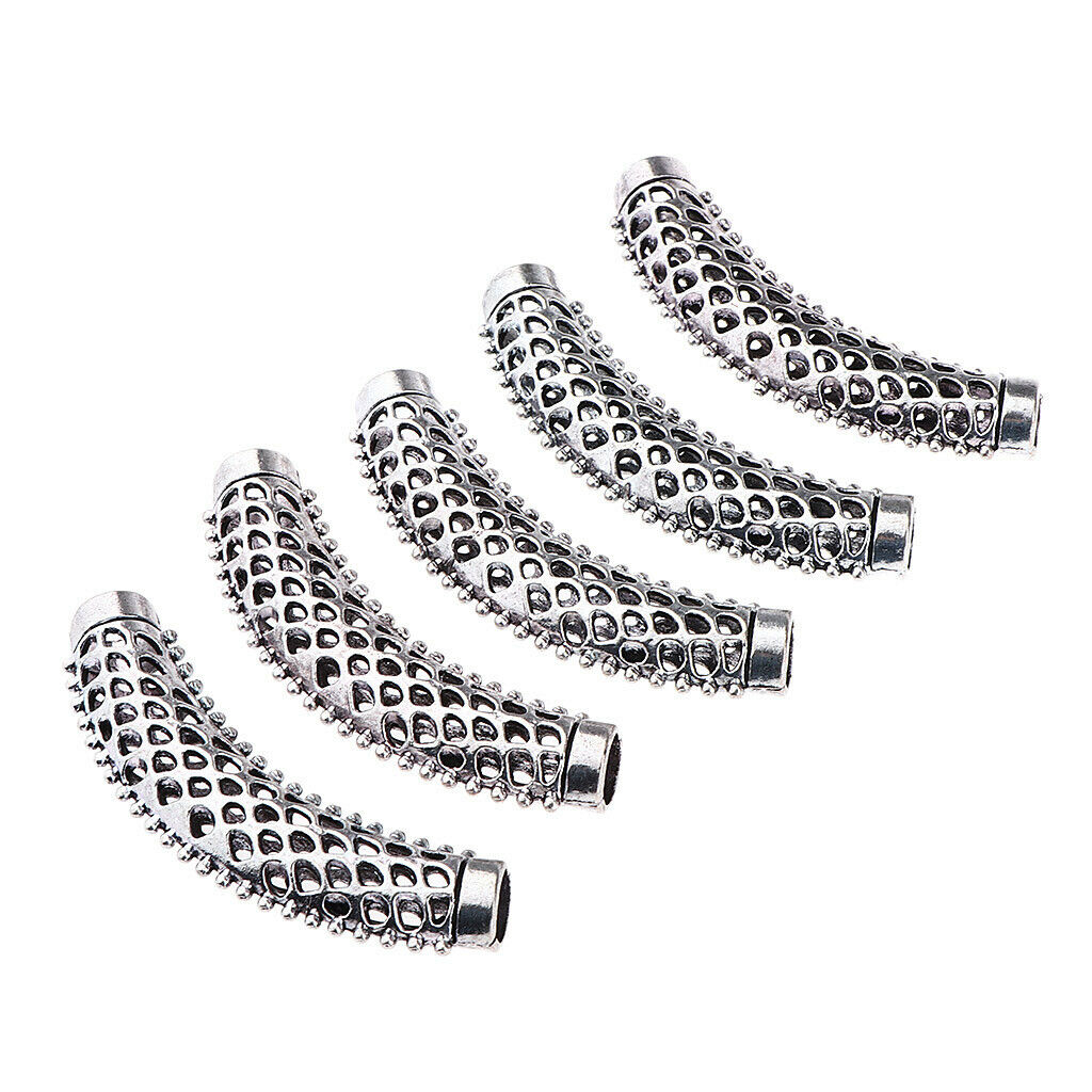5Pcs Dreadlock Beads Braiding Jewelry Tubes Hair Pendants Ring Cuff 06