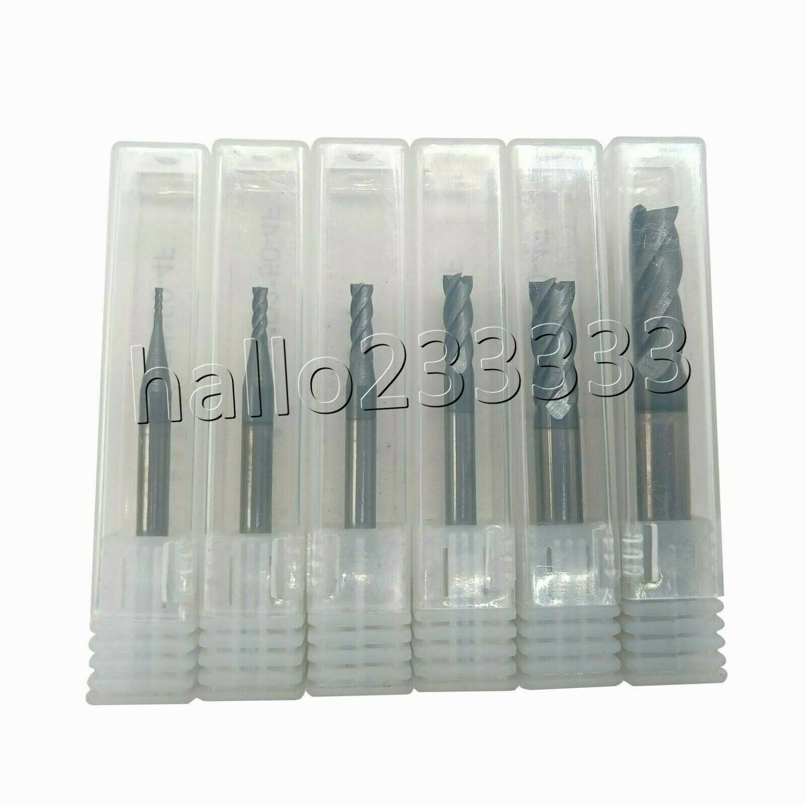 7Pcs HRC60 4 Flutes Tungsten Carbide End Mill Set Milling Cutter Tool 1mm-8mm