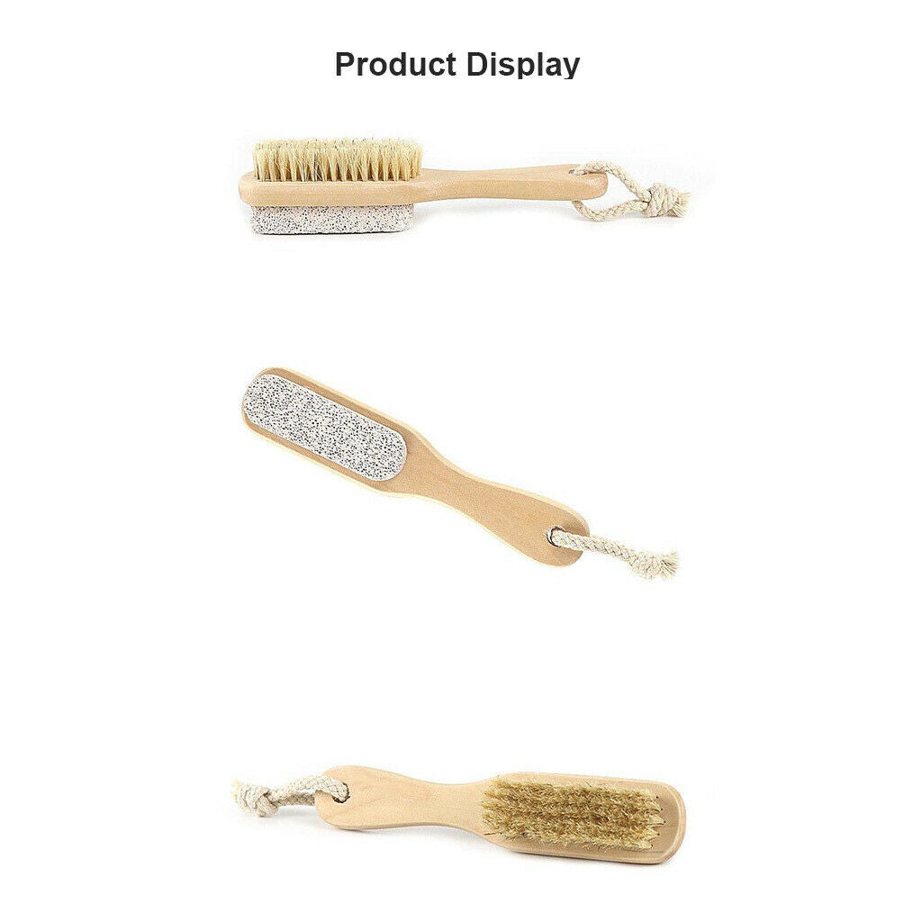 Practical Double Sided Wood Foot Care Bristle Brush Remover Pedicure Tool